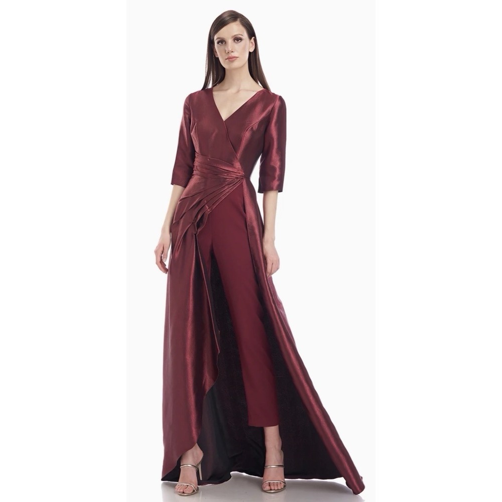 Kay Unger Celia Walk Thru Jumpsuit Cranberry Size 6 Cocktail Formal